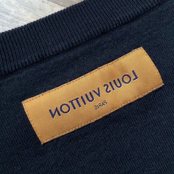 [Louis Vuitton] Rare Virgil Abloh Wool Reverse Label Uniforms Sweater Black - Picture 5 of 14